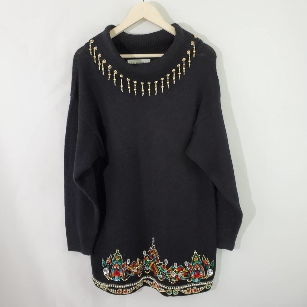 VTG SUMMIT HILL Black Embellished Sweater Size M